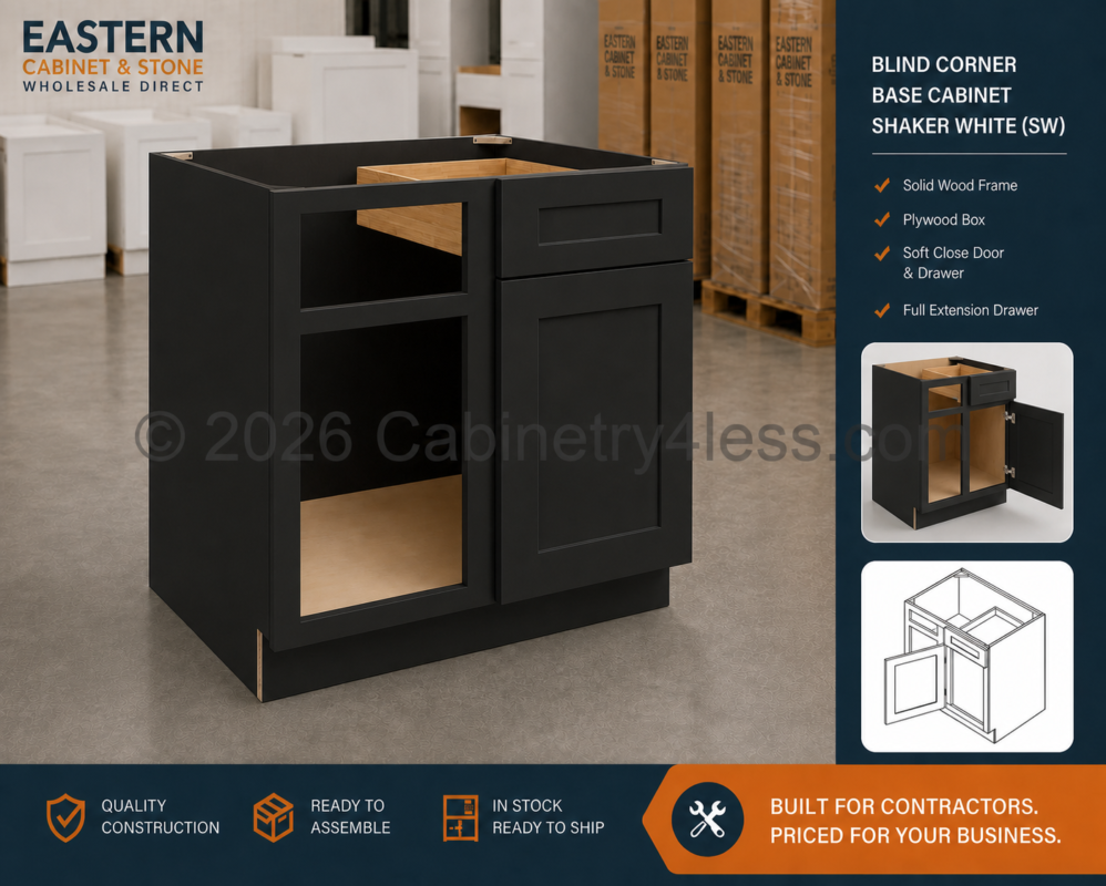 Matte Black Blind Corner Base Cabinet