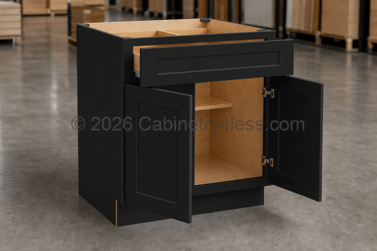 Matte Black Base Cabinet Double Doors (One Drawer)