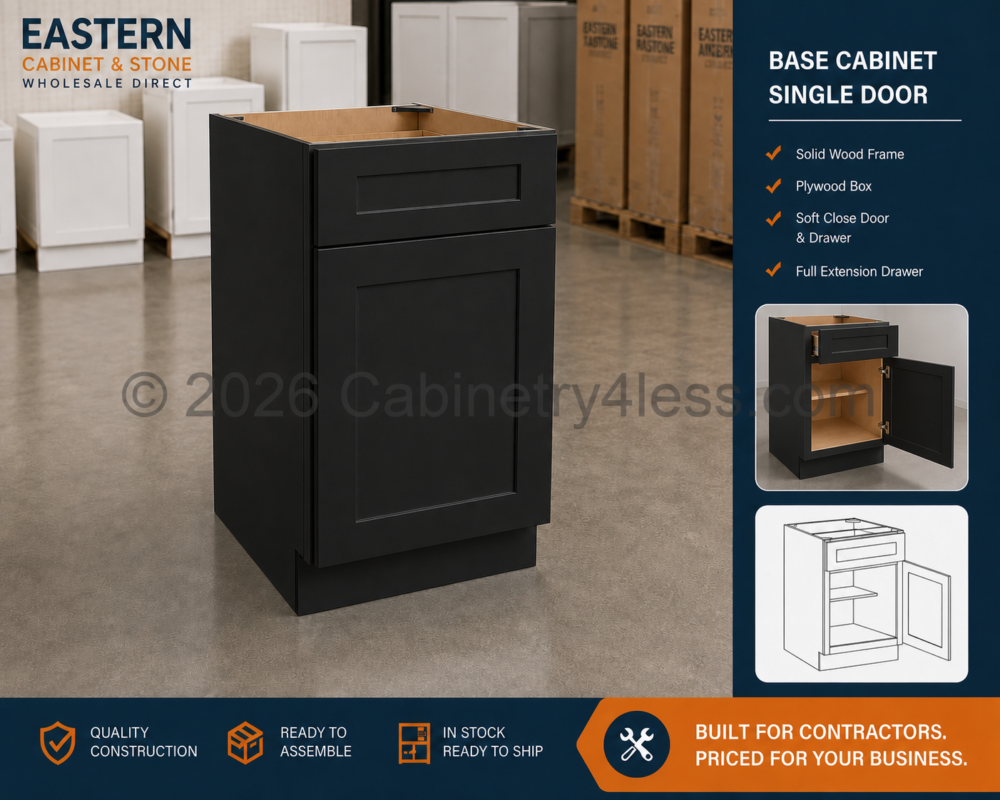 Matte Black Base Cabinet Single Door
