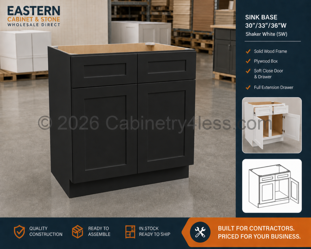 Matte Black Sink Base 30″/33″/36″W