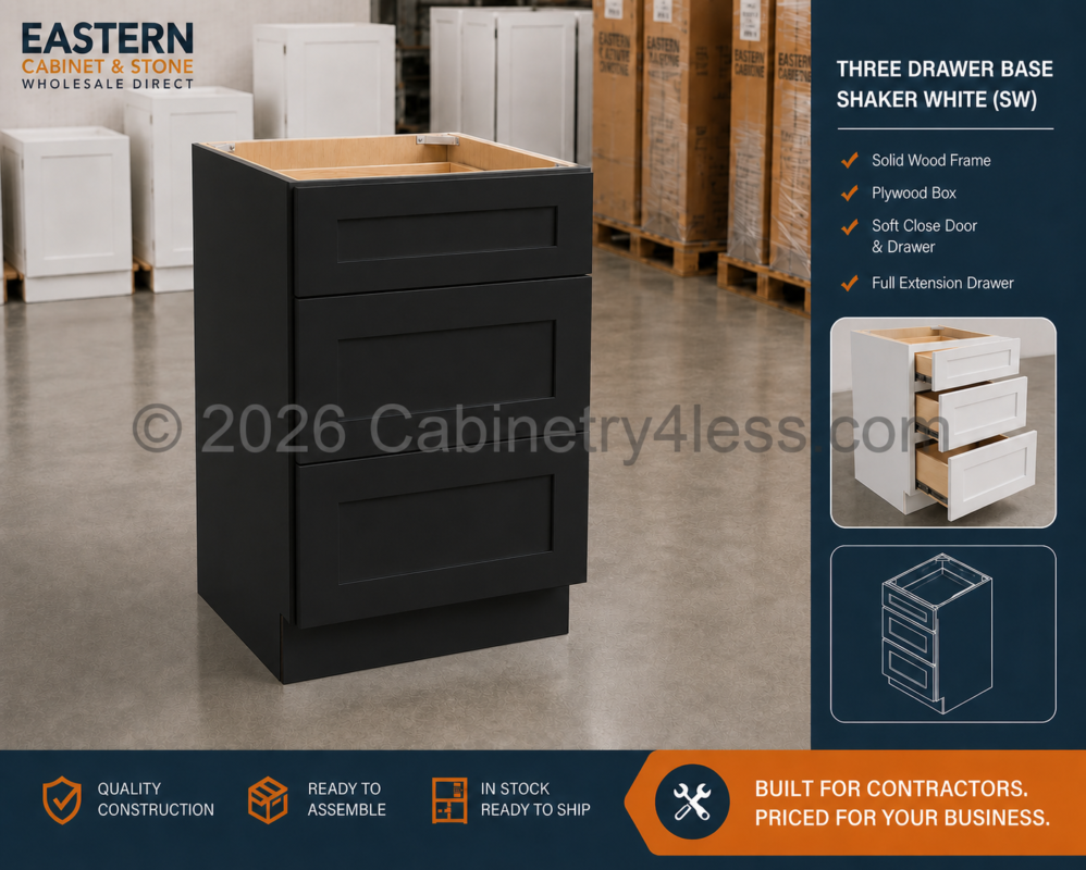 Matte Black Three Drawer Base