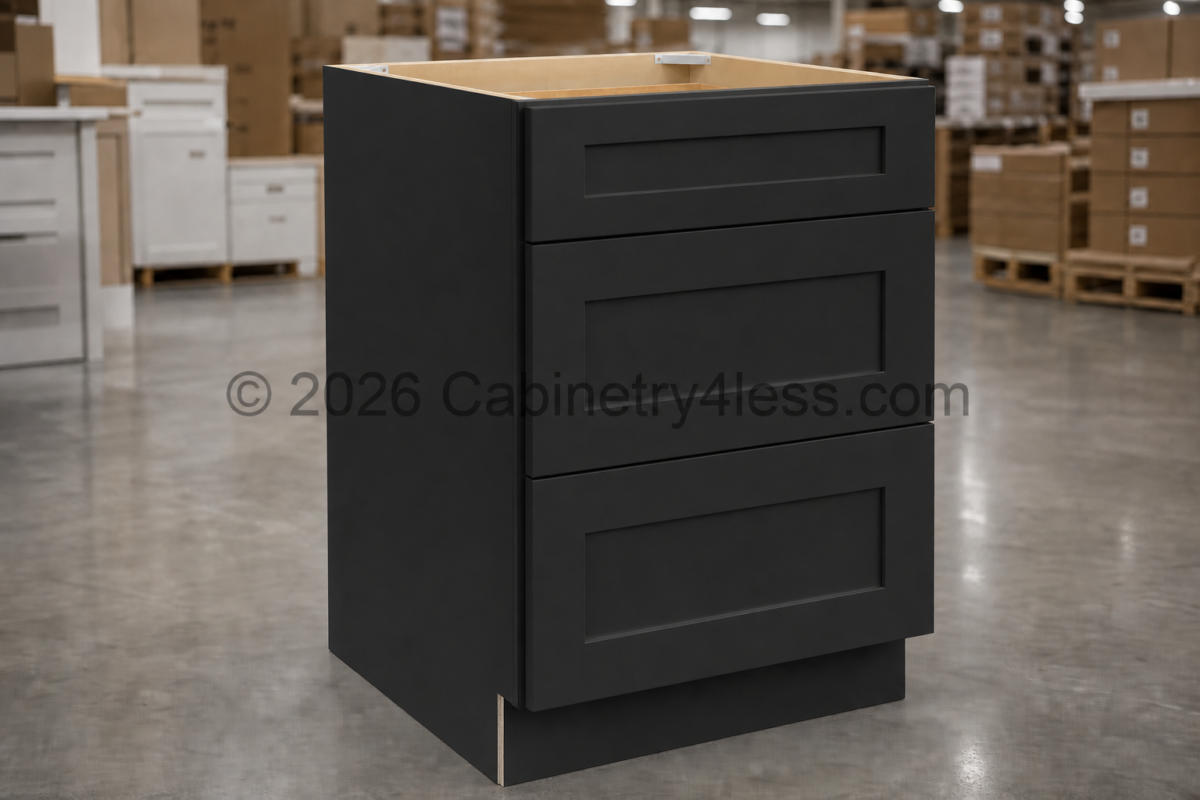 Matte Black Three Drawer Base
