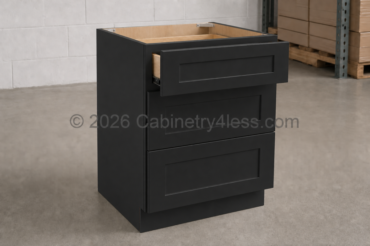 Matte Black Three Drawer Base