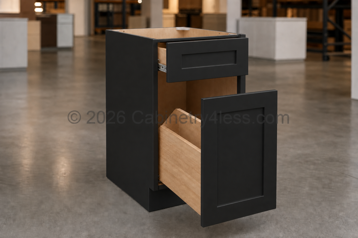 MB-BWB18 – Matte Black Base Waste Basket Cabinet (BWB18)