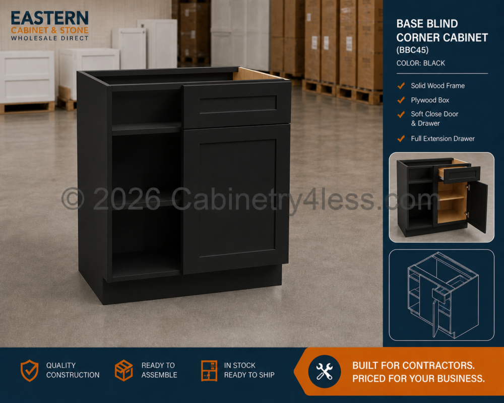 MB-BBC45 – Matte Black Base Blind Corner Cabinet (BBC45)