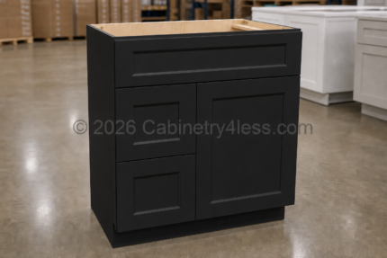 MB-V30TDL – Matte Black Combo Vanity with 2 Drawers Left (V30TDL)
