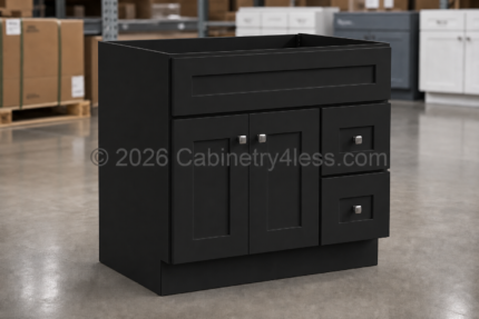 MB-V30TDR – Matte Black Combo Vanity with 2 Drawers Right (V30TDR)