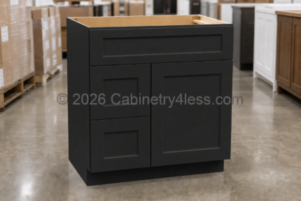 MB-V36TDL – Matte Black Combo Vanity with 2 Drawers Left (V36TDL)