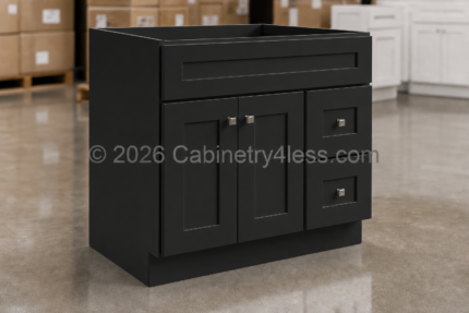 MB-V36TDR – Matte Black Combo Vanity with 2 Drawers Right (V36TDR)