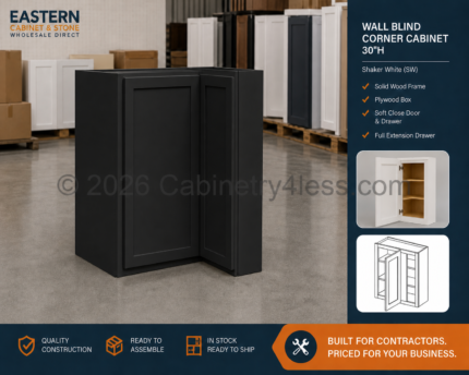 Matte Black Wall Blind Corner Cabinet 30″H