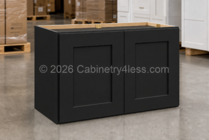 Matte Black Wall Cabinet Double Doors 18″H