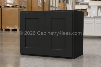 Matte Black Refrigerator Wall Cabinet Double Doors 24″H