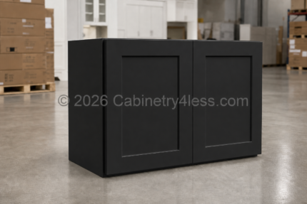 Matte Black Refrigerator Wall Cabinet Double Doors 30″W