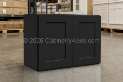 Matte Black Refrigerator Wall Cabinet Double Doors 33″W