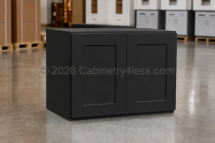 Matte Black Refrigerator Wall Cabinet Double Doors 36″W