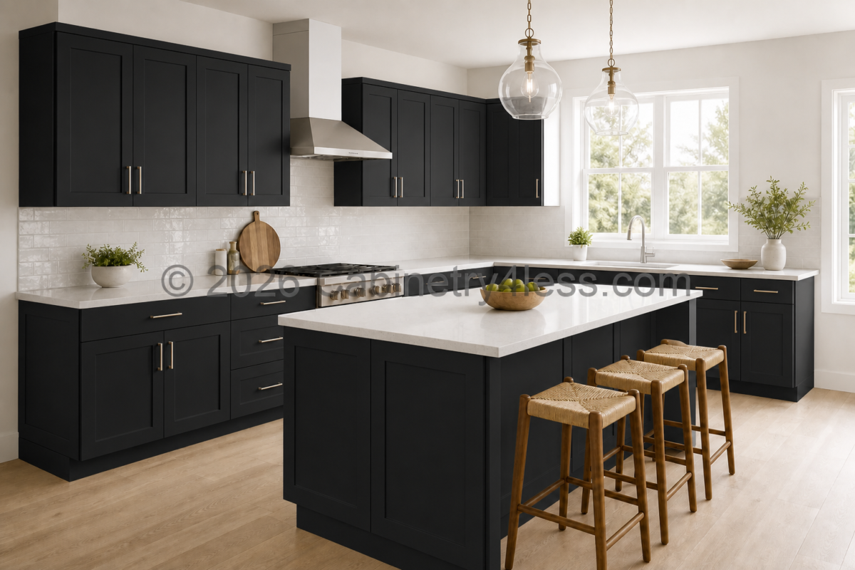 Matte Black Base Cabinet Double Doors (One Drawer)