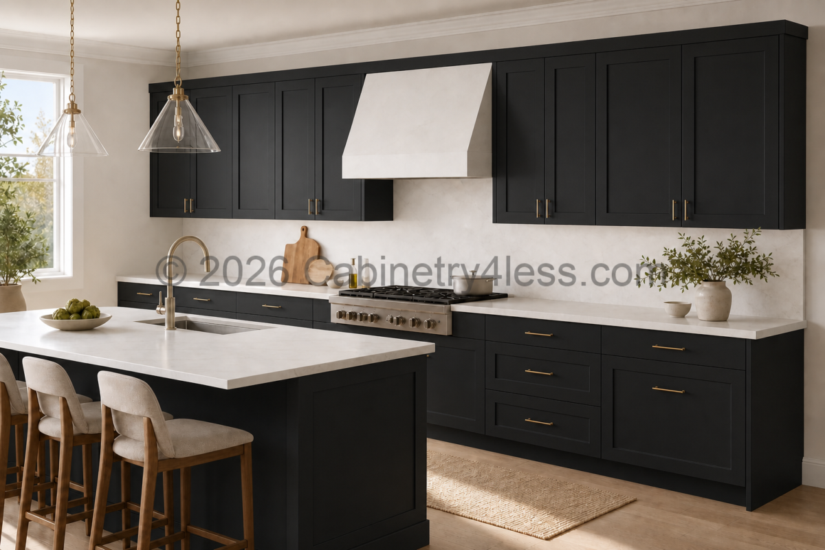 Matte Black Base Cabinet Double Doors (One Drawer)